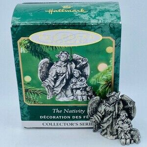 Hallmark Keepsake Ornament Minature The Nativity Pewter Dated 2001 with Box